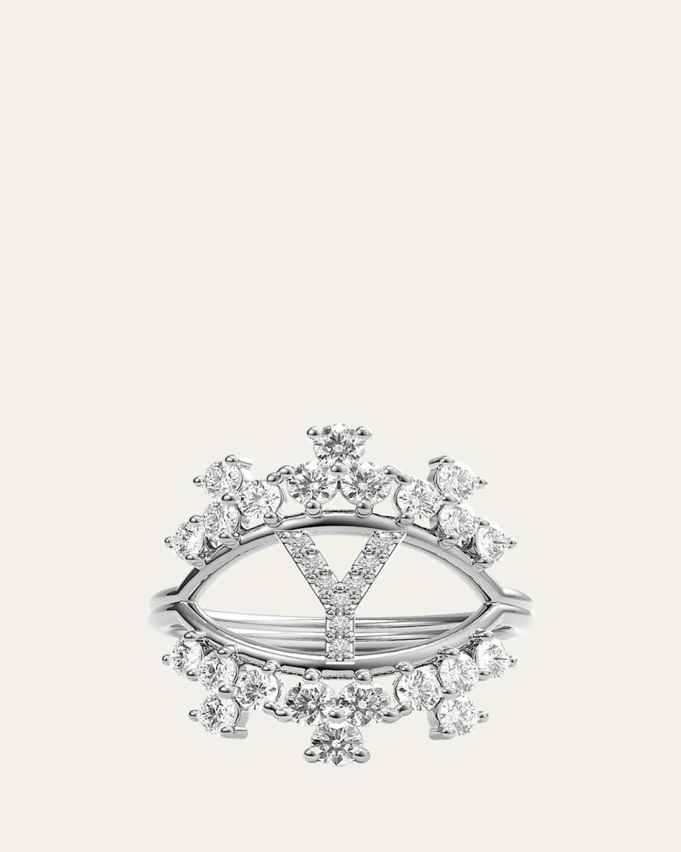 Sara 18K White Gold Diamond Ring, Letter Y